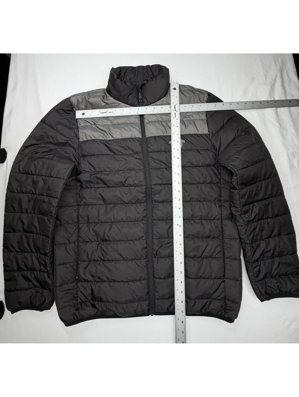 True Religion Men's Puffer Jacket Full Zip Logo Size Small Black